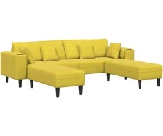 Sofa 3 pcs Geltona 250 x 188 x 76 cm Aksomas