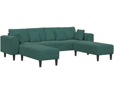 Sofa 3 pcs Tamsiai žalia 250 x 188 x 76 cm Aksomas