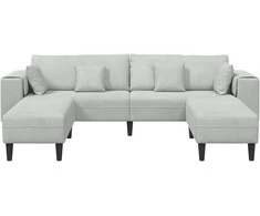 Sofa 3 pcs Šviesiai pilka 250 x 188 x 76 cm Aksomas