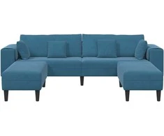 Sofa 3 pcs Mėlyna 250 x 188 x 76 cm Aksomas