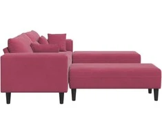 Sofa 3 pcs Vyno raudona 250 x 188 x 76 cm Aksomas