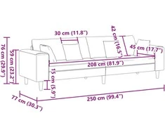 Sofa Kreminė 250 x 77 x 76 cm Aksomas