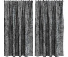 Aksominio tipo užuolaidos 2 pcs Pilka 140 x 140 cm Aksomas