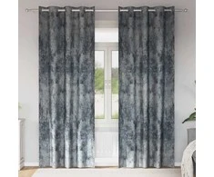 Aksominio tipo užuolaidos 2 pcs Sidabrinė Pilka 225 x 140 cm