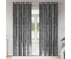 Aksominio tipo užuolaidos 2 pcs Pilka 245 x 140 cm Aksomas