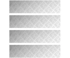 Laiptų danga Stačiakampio 4 pcs Sidabro 100 x 25 cm Aliuminis