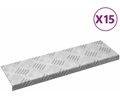 Laiptų danga 15 pcs Sidabro 60 x 18 x 2,5 cm Aliuminis