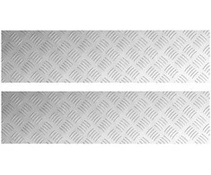 Laiptų danga Stačiakampio 2 pcs Sidabro 100 x 25 cm Aliuminis