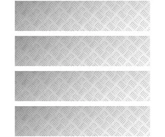 Laiptų danga Stačiakampio 4 pcs Sidabro 90 x 20 cm Aliuminis