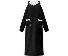 Antklodė-džemperis su gobtuvu Juoda M Pūkelis ir flanelė