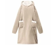 Antklodė-džemperis su gobtuvu Smėlio L Pūkelis ir flanelė