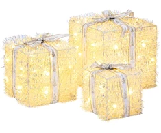 Apšviesta Kalėdinė Dovana 3 vnt. 64 LED Šilta balta