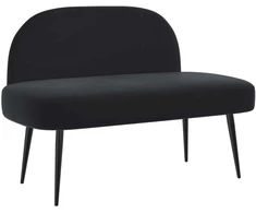 Aptrauktas suolelis su atlošu Juoda 110 x 60 x 76 cm Aksomas