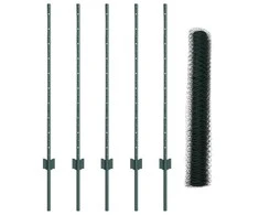 Hexagonal Fence with Post 10 x 1 m PVC dengtas plienas Žalia