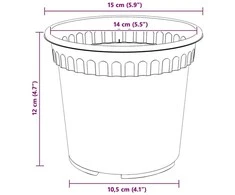Apvalus gėlių vazonas 6 pcs Juoda Ø 15 x 12 cm Plastmasė