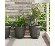 Apvalus gėlių vazonas 6 pcs Juoda Ø 30 x 25 cm Plastmasė