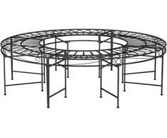 Apvalus suoliukas aplink medį, juodas, 160cm skersmens, plienas