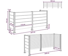 Atliekų konteinerio tvora Pilka 237 x 85 x 115 cm Alavas ir WPC