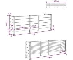 Atliekų konteinerio tvora Ruda 315 x 85 x 115 cm Alavas ir WPC