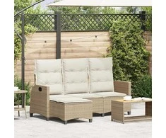 Atlošiama sodo sofa su pagalvėlėmis L formos smėlio spalvos