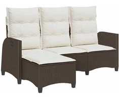 Atlošiama sodo sofa su pagalvėlėmis L formos ruda