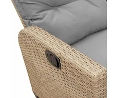 Atlošiama sodo sofa su pagalvėlėmis L formos smėlio spalvos