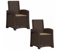 Atlošiamas sodo krėslas su rataniniu vaizdu 2 pcs Ruda ir taupe