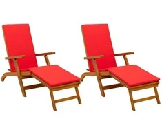 Atsilenkiantis ir sulankstomas saulės gultas 2 pcs Raudona