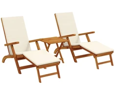 Atsilenkiantis ir sulankstomas saulės gultas 3 pcs