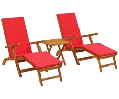 Atsilenkiantis ir sulankstomas saulės gultas 3 pcs Raudona