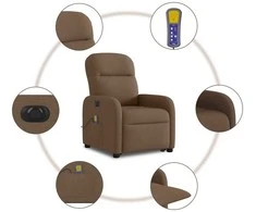 Fotelis Atsistojantis elektrinis masažinis krėslas, rudas, audinys