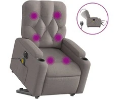 Fotelis Atsistojantis elektrinis masažinis krėslas, taupe, audinys
