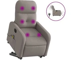 Fotelis Atsistojantis elektrinis masažinis krėslas, taupe, audinys