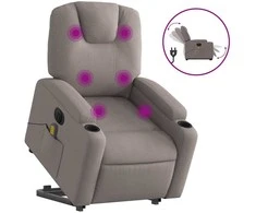 Fotelis Atsistojantis elektrinis masažinis krėslas, taupe, audinys