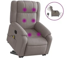 Fotelis Atsistojantis elektrinis masažinis krėslas, taupe, audinys