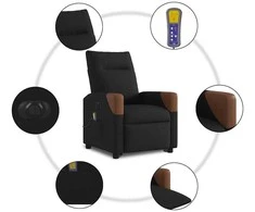 Fotelis Atsistojantis elektrinis masažinis krėslas, juodas, audinys