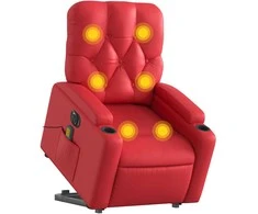 Fotelis Atsistojantis masažinis krėslas, raudonas, dirbtinė oda