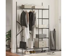 Atvira spinta su lentyna Juoda 104,5 x 45 x 172 cm Plienas