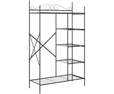 Atvira spinta su lentyna Juoda 104,5 x 45 x 172 cm Plienas