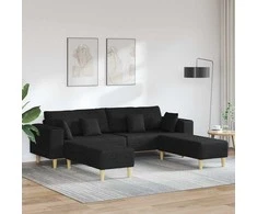 Sofa su pagalve 3 pcs Juoda audinys