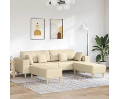 Sofa su pagalve 3 pcs Kreminė audinys