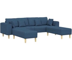 Sofa su pagalve 3 pcs Mėlyna audinys