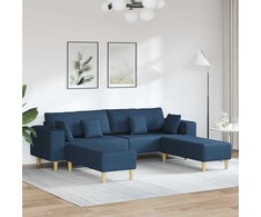 Sofa su pagalve 3 pcs Mėlyna audinys