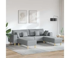 Sofa su pagalve 3 pcs Šviesiai pilka audinys
