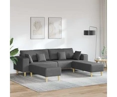 Sofa su pagalve 3 pcs Tamsiai pilka audinys