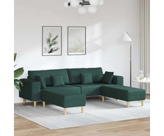 Sofa su pagalve 3 pcs Tamsiai žalia audinys