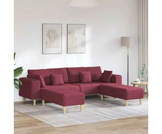 Sofa su pagalve 3 pcs Vyno raudona audinys