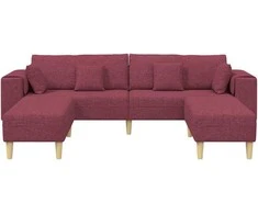 Sofa su pagalve 3 pcs Vyno raudona audinys