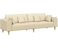 Sofa su pagalve Kreminė 250 x 77 x 76 cm audinys