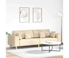 Sofa su pagalve Kreminė 250 x 77 x 76 cm audinys